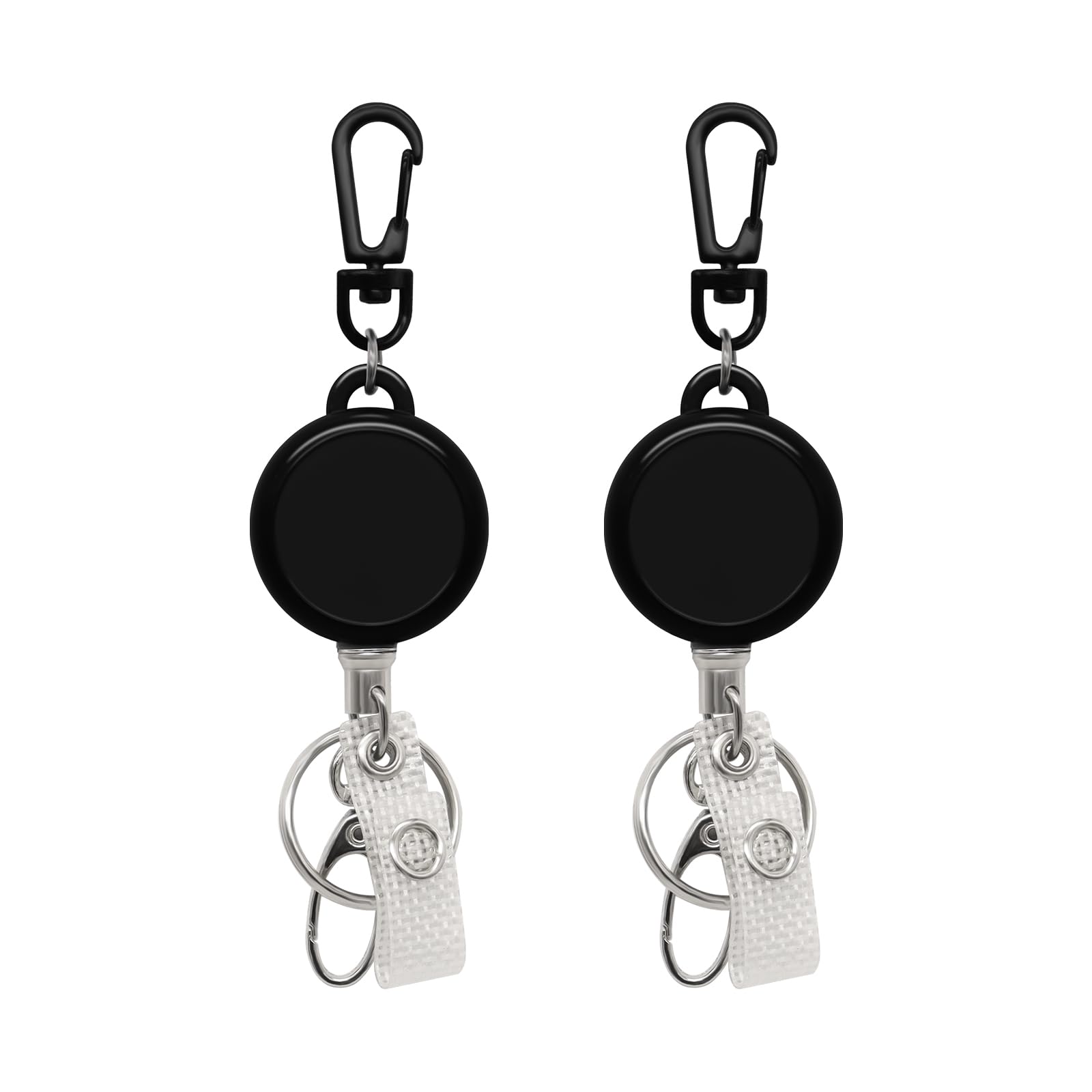 Retractable Badge Holder with Carabiner Keychain, Badge Reels,Lightweight Plastic Badge Reel for Nurse,Volunteer,Teacher,Student (Keychain 2 Pack)