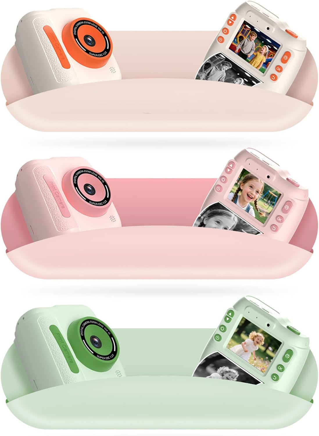 子供向けのダブルカメラトイ1080pビデオ長バッテリー寿命オートホワイトバランスキッズプリントカメラ