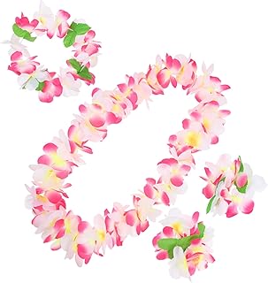 Cabilock ハワイアンレイセット フェスティバルガーランド ハワイアンフラワーレイ 布素材 色鮮やか色褪せにくい 軽量デザイン パーティー ビーチ集まり用