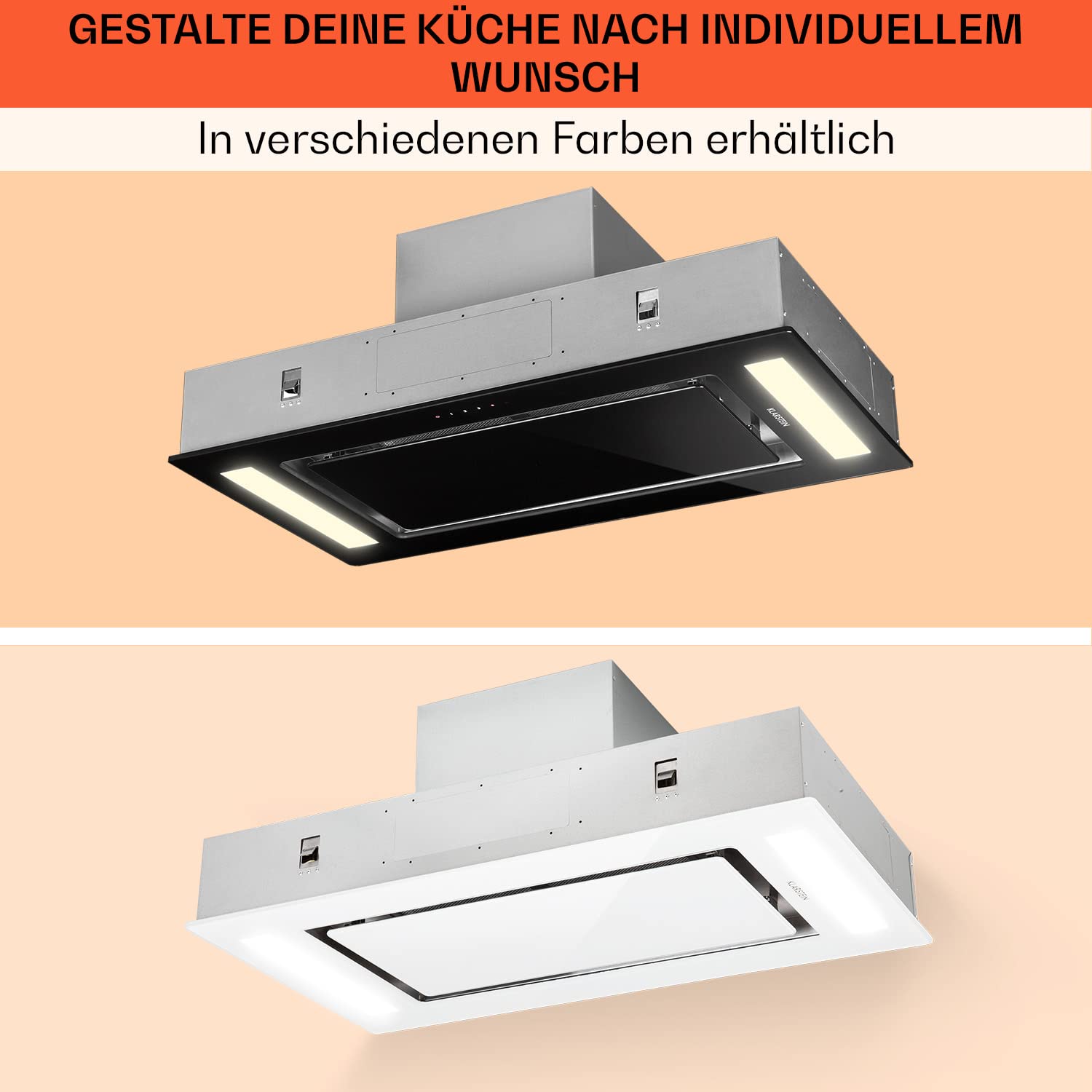 Klarstein Dunstabzugshaube 90cm 230W 620 m³/h Abluft Umluft Mit Filter Schwarz