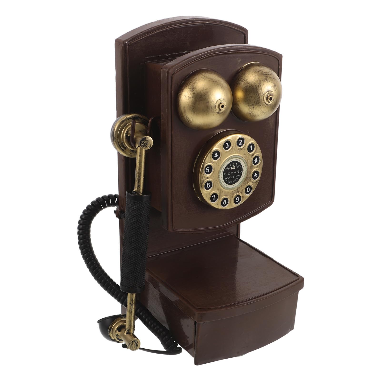 ABOOFAN Telefono Fisso Vintage da Parete in Ferro Design retrò, Riproduzione Telefonica Antica Salvaspazio e Installazione Semplice per Casa e Feste a Tema