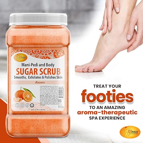 Miniatura 4 de SPA REDI - Exfoliante corporal de azúcar, mandarina, 128 onzas, exfoliante, hidratante, hidratante y nutritiva, resplandeciente, pulido, piel suave