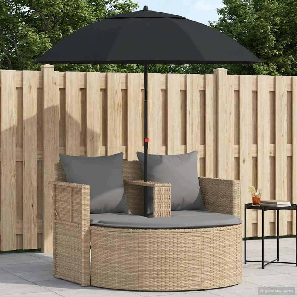 vidaXL Garten-Sofa mit Kissen 8 pcs Beige und Hellgrau Poly-Rattan, Garten-Sofa, Robustes und wetterfestes Möbel für gemütliches Entspannen, moderner Sitzplatz im Freien