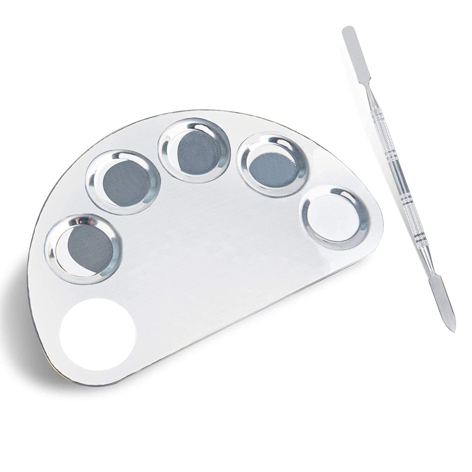 Stainless Steel Colour Professional 5 Paint Wells Palettes with Lid (Set of 1, Silver)