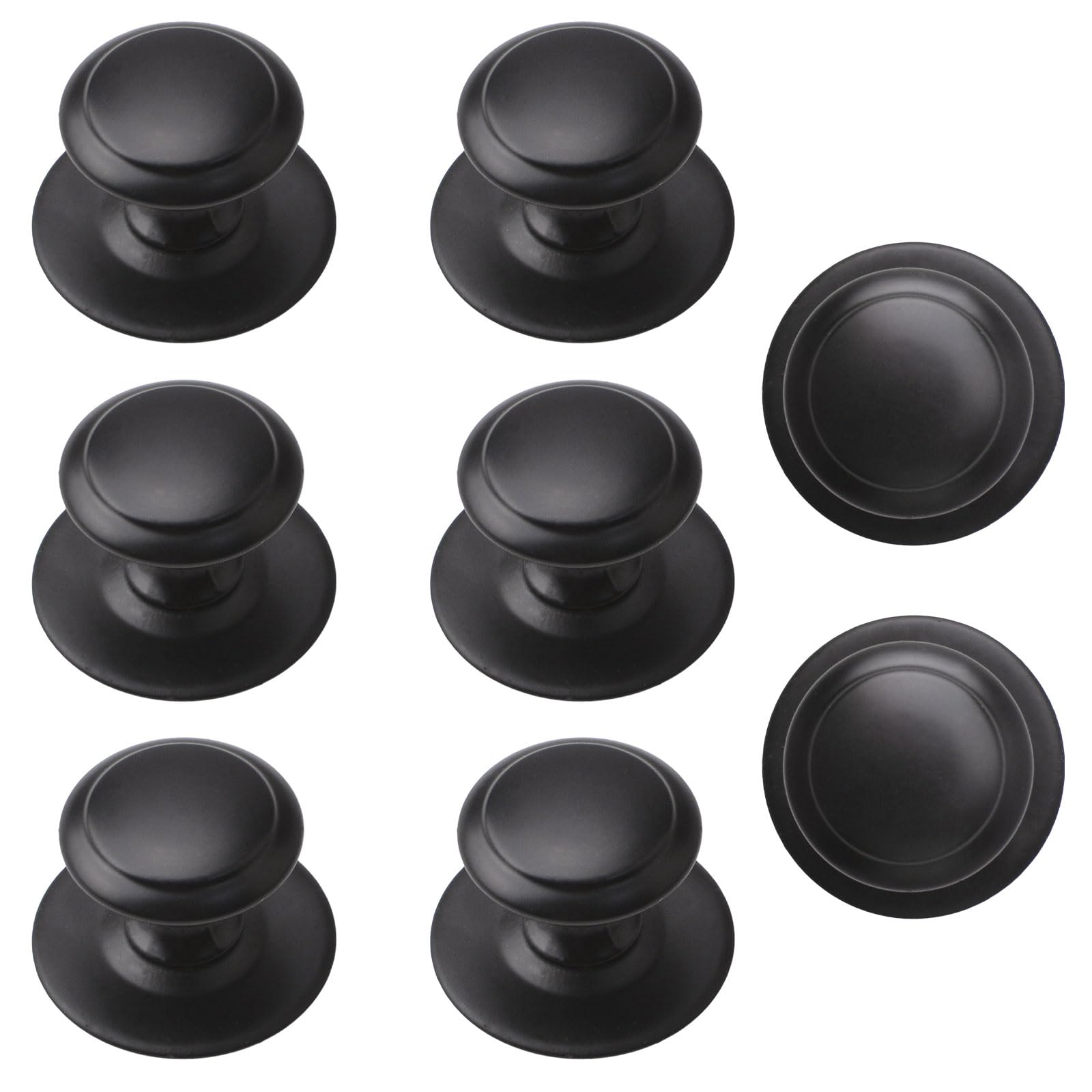 Morobor Matte Black Stainless Steel Drawer Knobs, 8Pcs Self-Stick Instant Cabinet Handle Pulls, 1.18Inch Adhesive Sliding Door Stick On Handle With Mounting Screws For Glass Cabinet Cupboard Drawer (Matte Black)