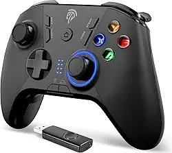 EasySMX Controlador de jogos sem fio para Windows PC/Steam Deck/PS3/Android TV Box, joystick com vibração dupla plug and play gamepad com 4 teclas personalizadas, bateria até 14 horas,
