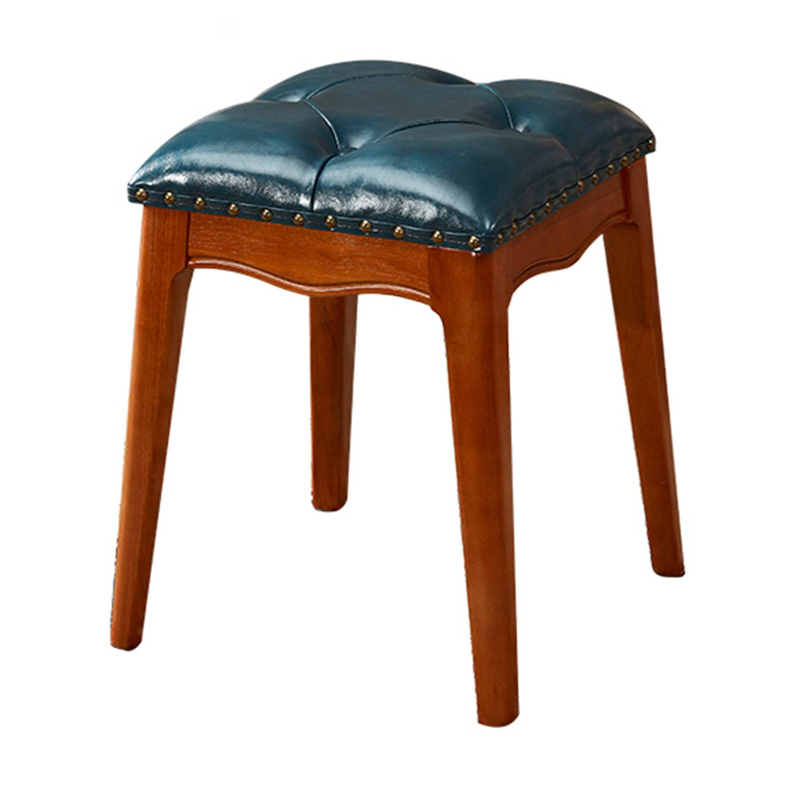 Pouf repose-pieds rectangulaire en simili cuir et pieds en bois pour salon