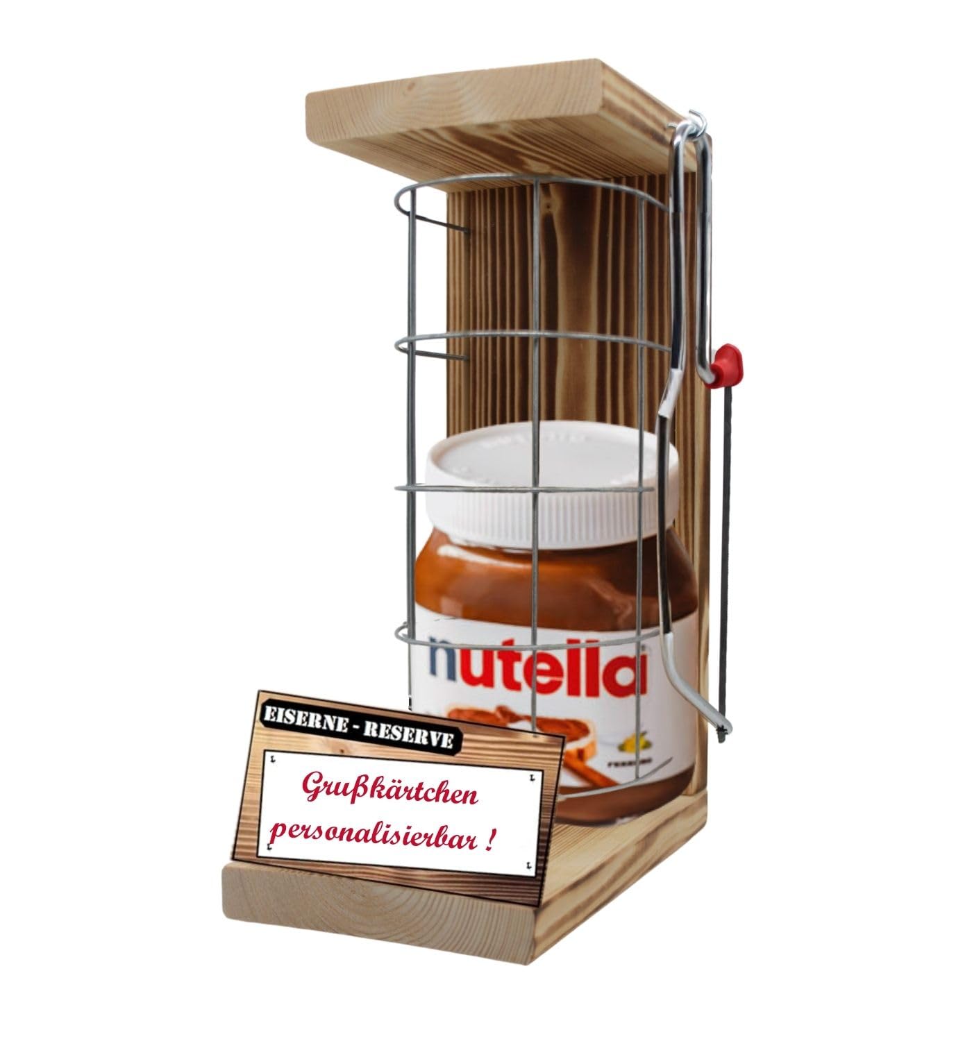Personalisierte Geschenke für Männer Frauen Geschenkidee mit Namen - Eiserne Reserve Gitter Text rot Nutella (1 x 450 g) incl. Notsäge - Papa Mama Geburtstag Hochzeit
