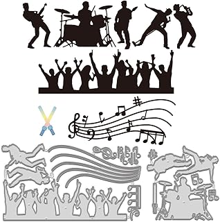 WADORN 2Pcs Music Band Carbon Steel Cutting Die Cuts, Music Performance Metal Cutting Dies Stencils Music Notes Embossing Stencil Cutting Template for DIY Scrapbooking Craft Paper Card Decor