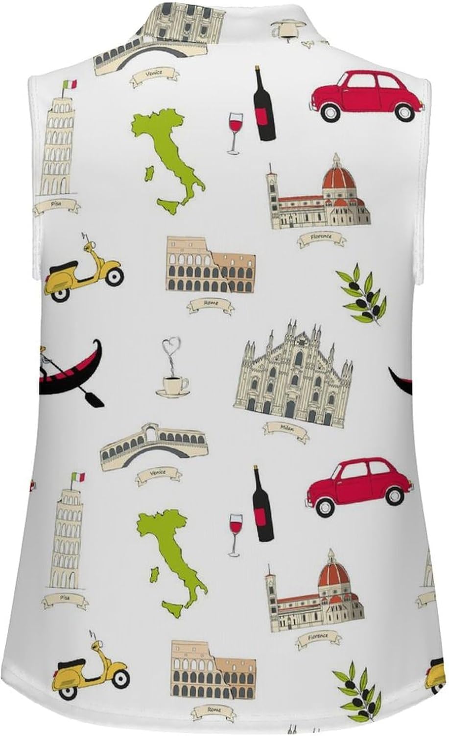 Famous Italian Landmarks Women's Sleeveless Golf Polo Shirts Athletic Tank Tops