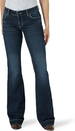Wrangler Womens Retro Mae Mid Rise Stretch Boot Cut Jean