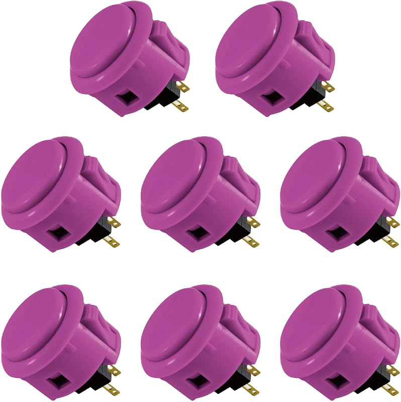 Sanwa 8 piezas OBSF-30 botón pulsador original de 30 mm - para videojuegos Arcade Jamma y consola de juegos Arcade Joystick (púrpura) S@NWA