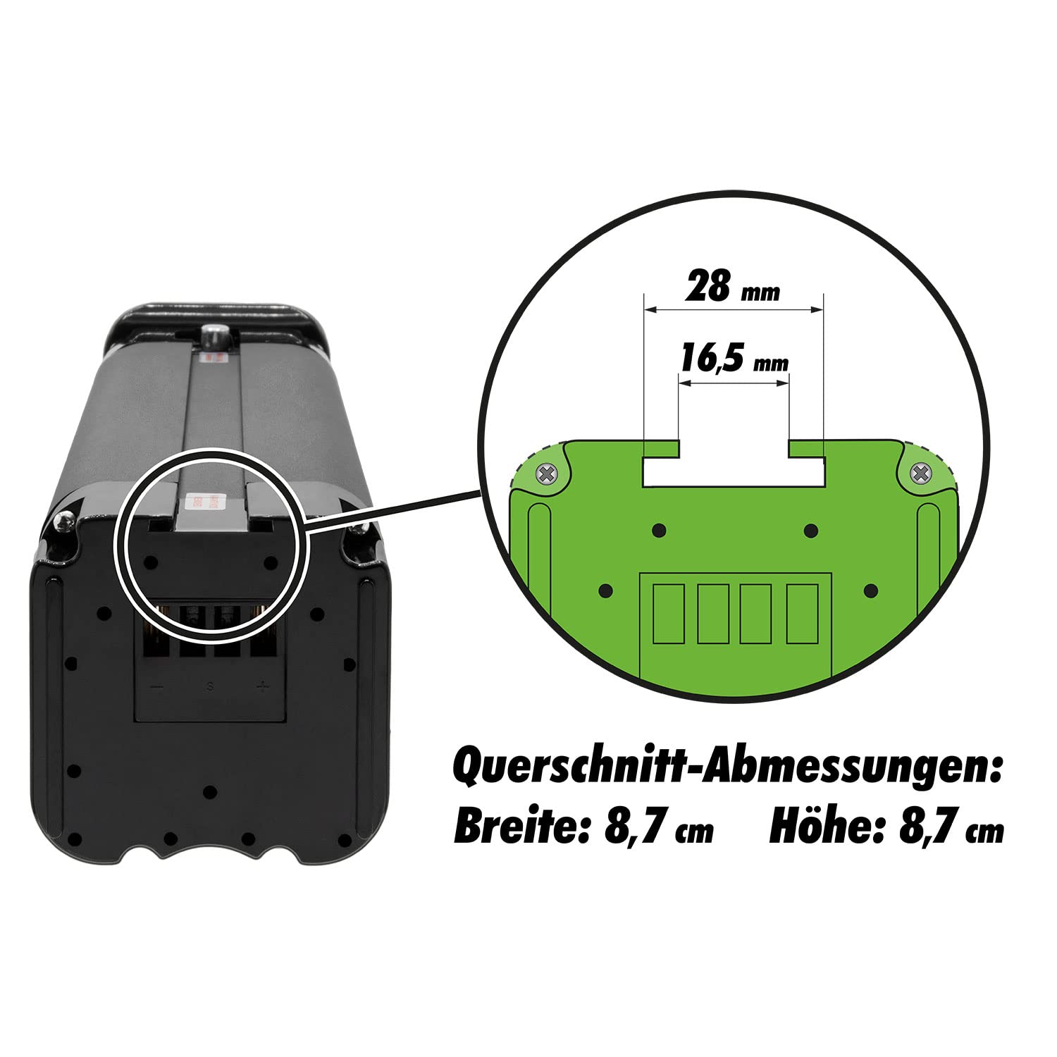 Maratron Ersatz-Akku 36V 10,4Ah (374Wh) kompatibel mit TELEFUNKEN Multitalent, ZÜNDAPP Z510, Z517, Green 2.7, Green 3.7 u.v.m. (39,5 cm)