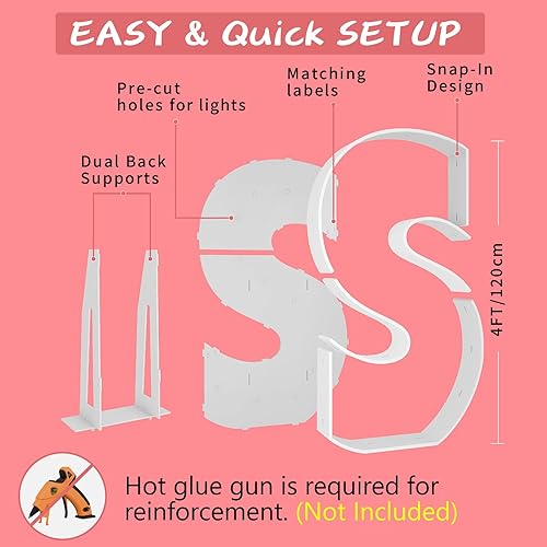 Vista 253 de Marco de números iluminados de 4 pies precortado, números de marquesina gigante, números 7, números de mosaico para globos, decoraciones de Número