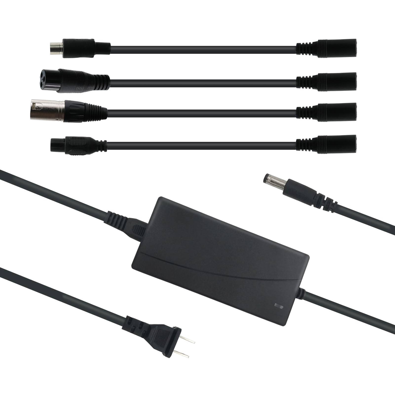 Charger Replacement for Jetson, Razor, Swagtron, Bird, Gotrax, Segway, Universal 42V 2A Power Adapter for 36V Lithium Battery, 3 Prong 8mm/12mm, DC 5.5 x 2.1MM, XLR Connector