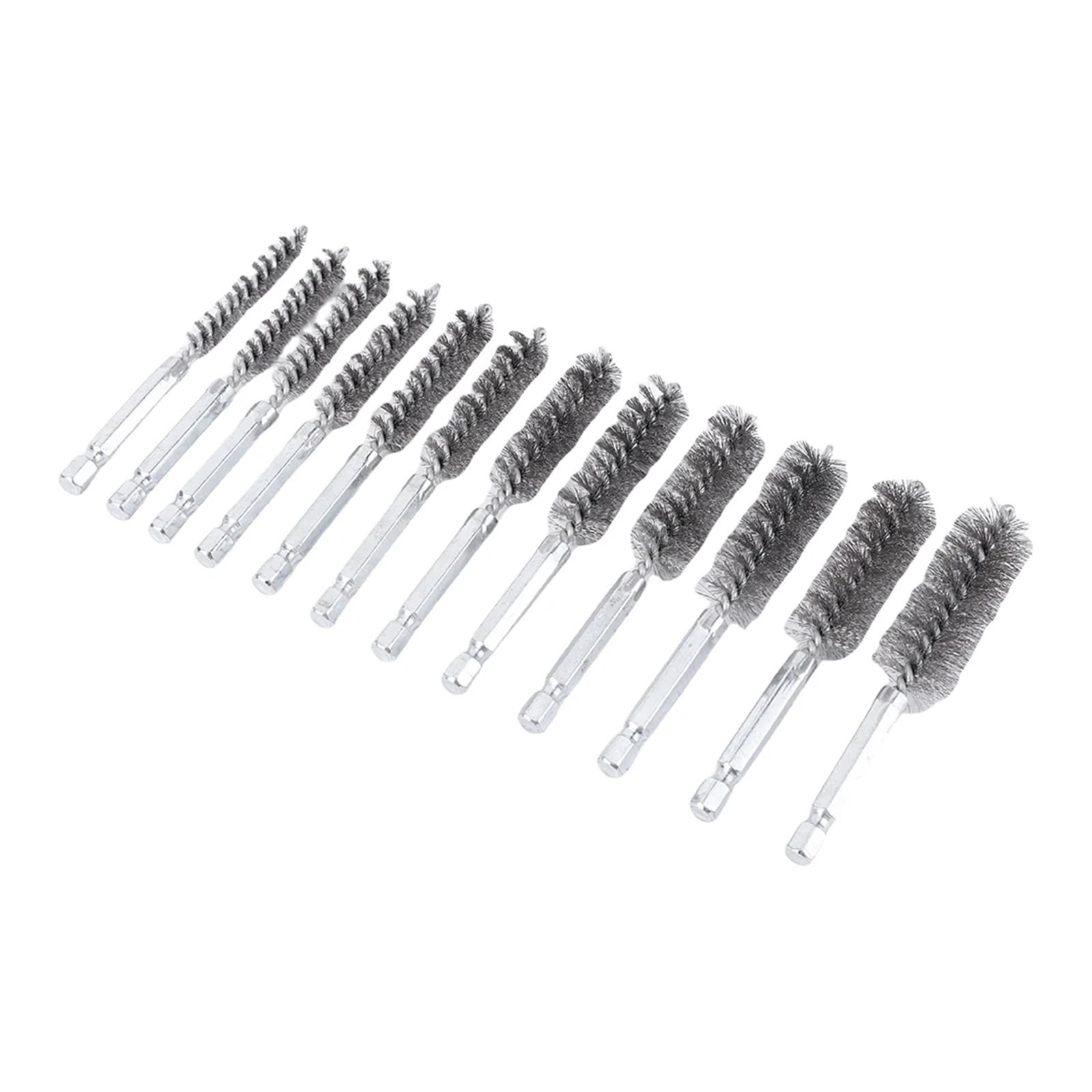 szczotka druciana, Szczotki druciane rurowe 6/8/10/12 szt. Szczotka druciana ze stali nierdzewnej o średnicy 8 mm–19 mm(12PCS)