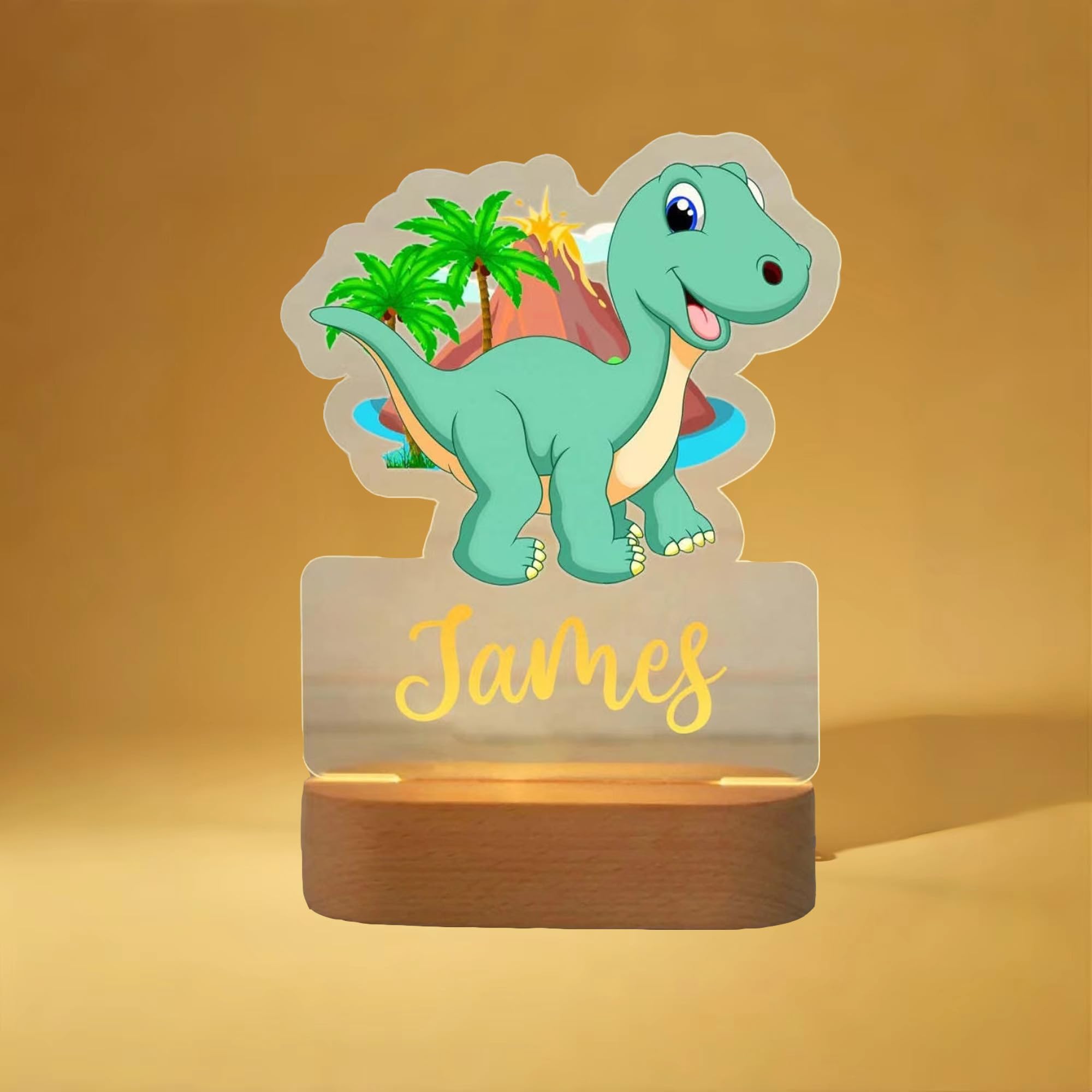 Personalised Night Light for Kids - Nursery Baby Night Light Newborn, Custom Name Adjustable Brightness Lamp, Customised Personalised Baby Gifts Birthday Gifts for Kids Boys Girls, Dinosaur 1 — image 1