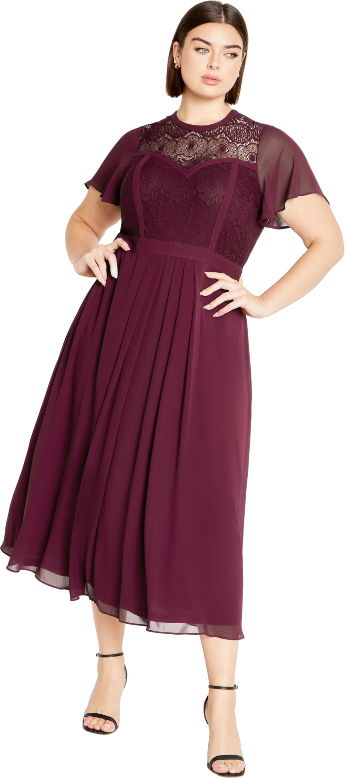 Photo 1 of City Chic Women's Plus Size Dress-Lace Niki, Plum, 14