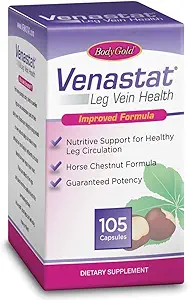 Body Gold Venastat | Leg Vein Health & Circulation Formula with 600 mg Horse Chestnut & 200 mg Diosmin | Helps Reduce Swelling in Feet & Legs |52 Servings (105 CT)