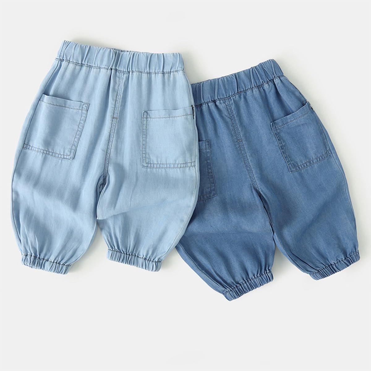 Pantalon Bloomers Été pour Bébé Garçon Fille Pantalon Bouffant en Denim à Taille Elastiquée Pantalons Ample Décontracté Jogging Sport pour Bébé Tout-Petits Enfant 6 Mois-4 Ans