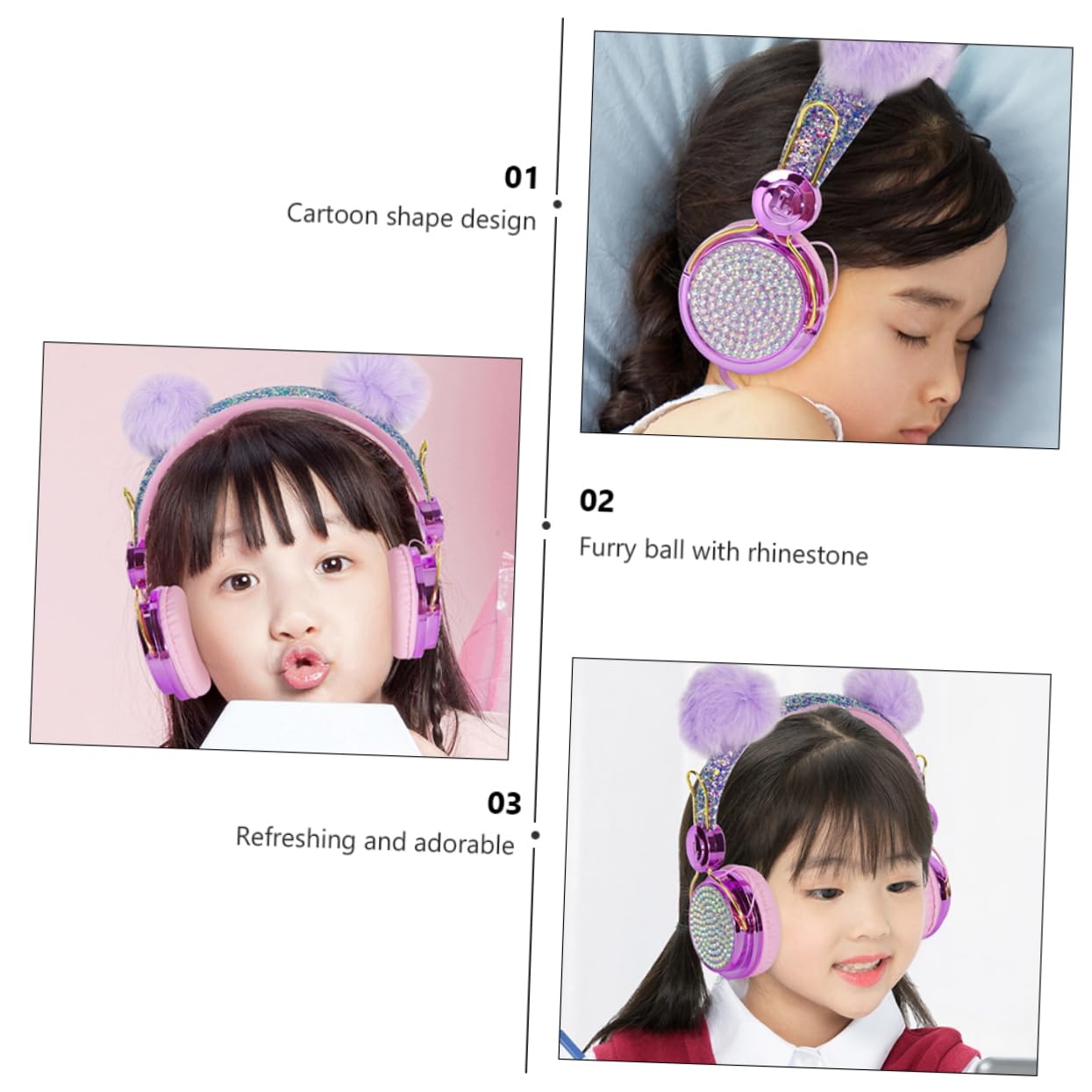 jojofuny 2stücke Kinderkopfhörer Mit Glitzer Und Flauscheball Verstellbares Design Für Jungen Und Mädchen Mit Mikrofon Lautstärkebegrenzung Für Reisen Und Täglichen Gebrauch