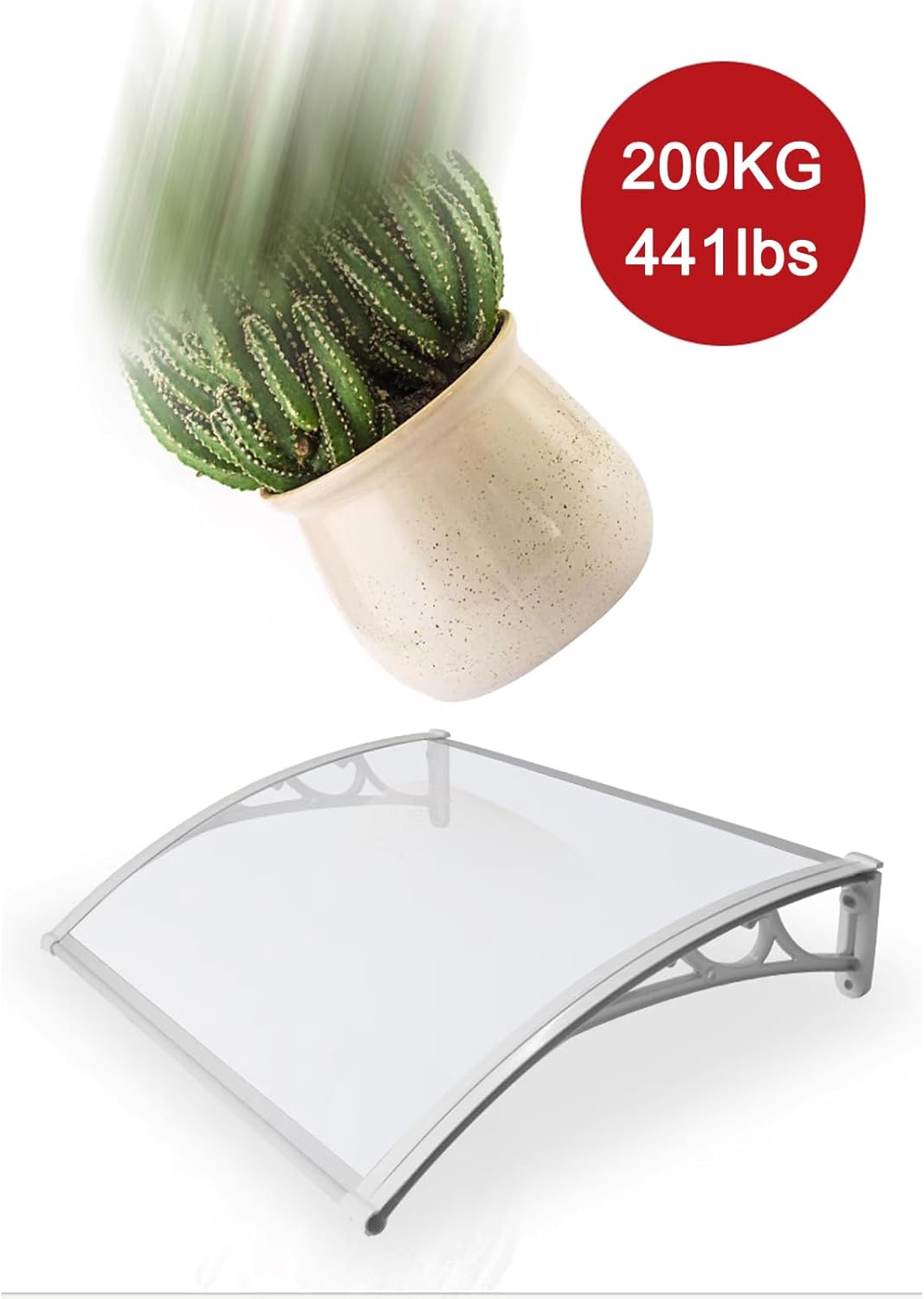 Aluminum Alloy Front Door Canopy Outdoor Awning,Porch Canopy,Silent Transparent Polycarbonate Cover,Window Rain Shelter Cover,Balcony Awning Window Awning,for Garden Entrance (60x100cm/24 x3