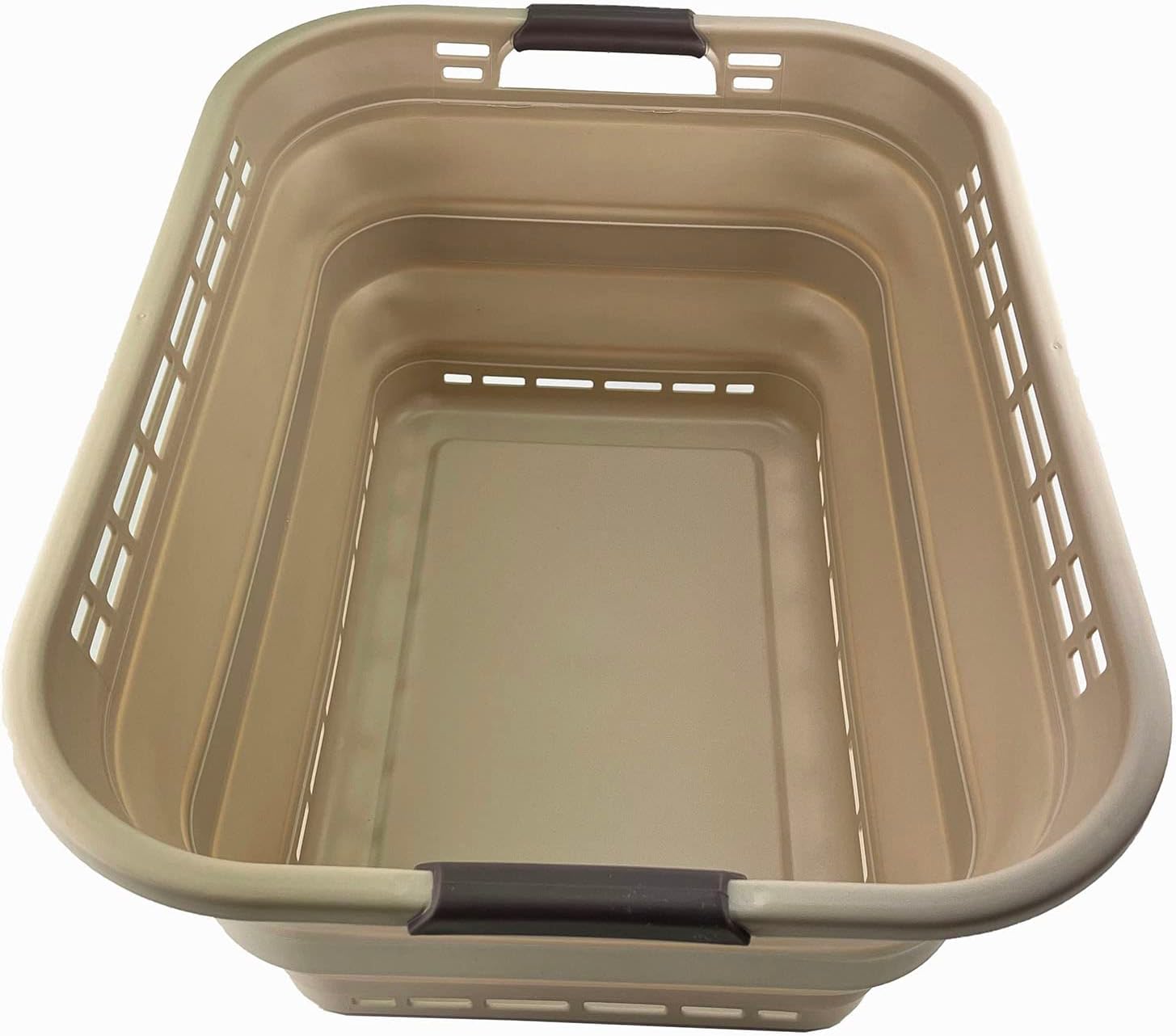 SAMMART 42L (11 Gallons) Collapsible Plastic Laundry Basket - Foldable Pop Up Storage Container/Organizer - Portable Washing Tub - Space Saving Hamper/Basket [BPA Free] (Apricot/Brown)