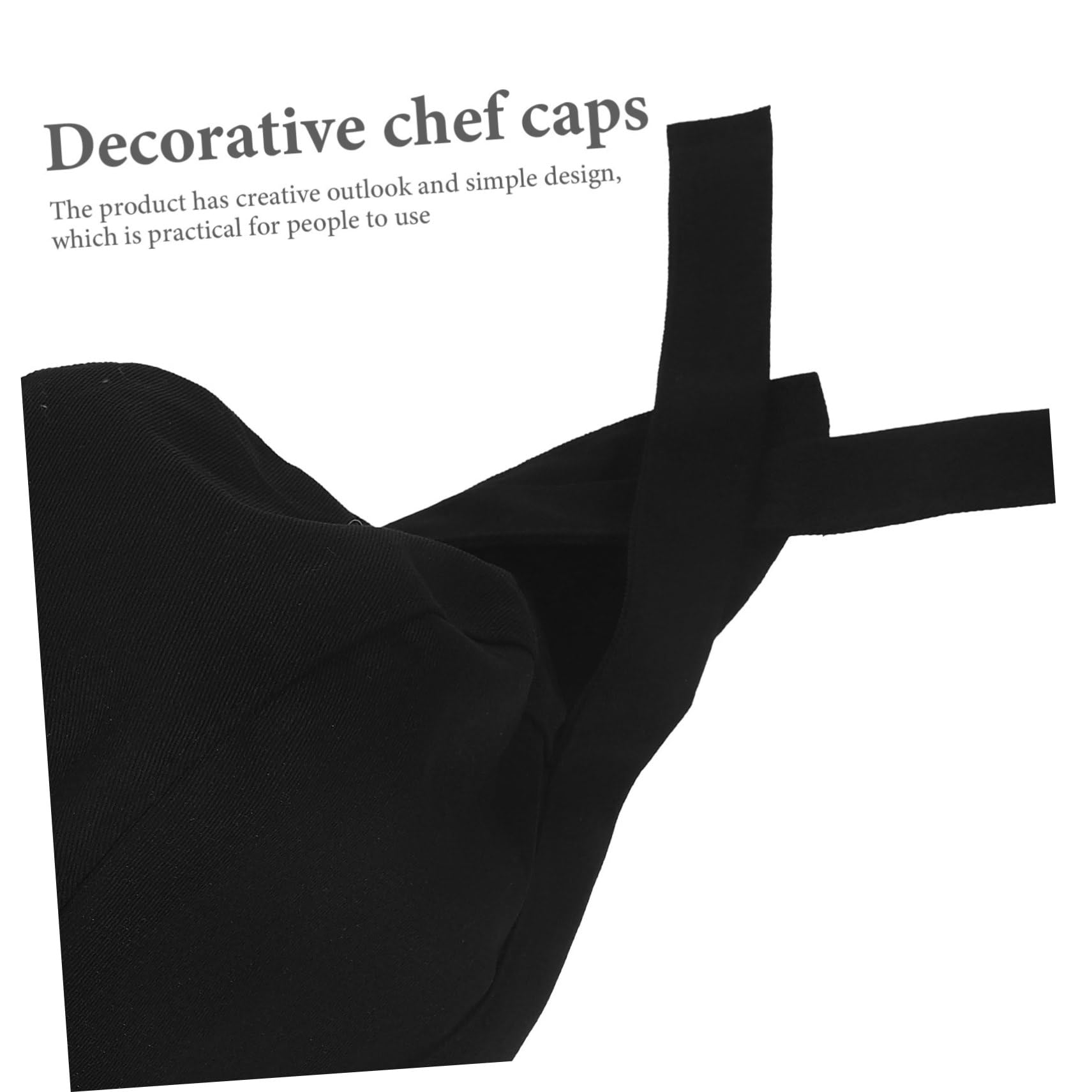 Gorros de Chef Unisex Lazos de Algodón Negro, 6 Unidades | Restaurante y Comedor, Estilo Clásico y Sencillo, Uso en Cocina Profesional, Paquete de Seis