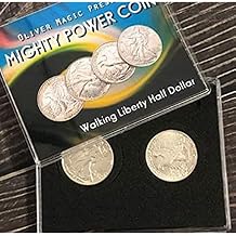 ZQION Mighty Power Coin,Walking Liberty Half Dollar, Magic Tricks Coin Transfer Move Through Magic Props Illusions Professional Magician