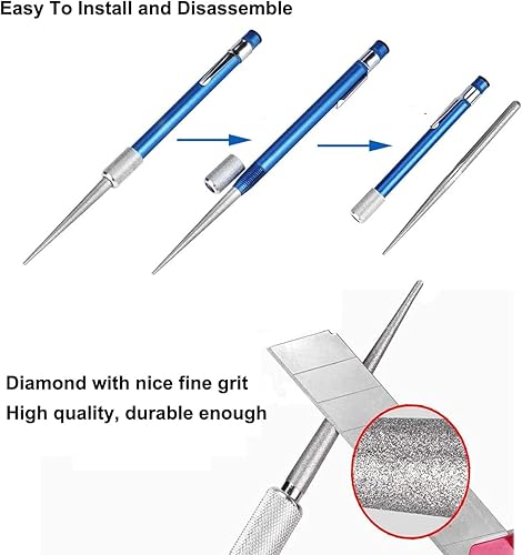 Miniatura 2 de 1 afilador de cuchillos retráctil, 3 en 1, portátil, afilador de cuchillos de diamante, barra de acero con forma de bolígrafo, para cuchillo de