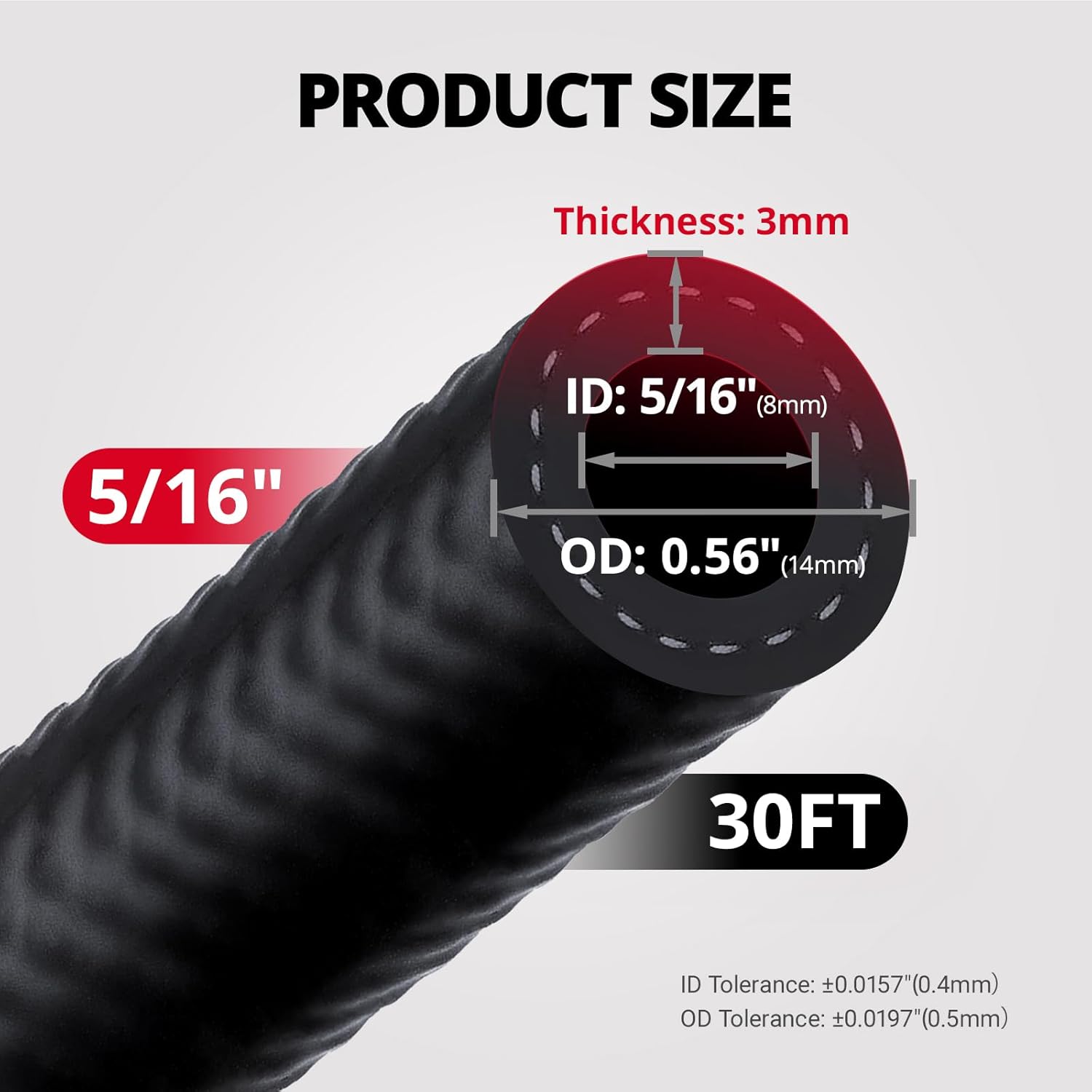 EVIL ENERGY 5/16 Fuel Hose Line Push Lock NBR Rubber SAE 30R7 30FT 300PSI