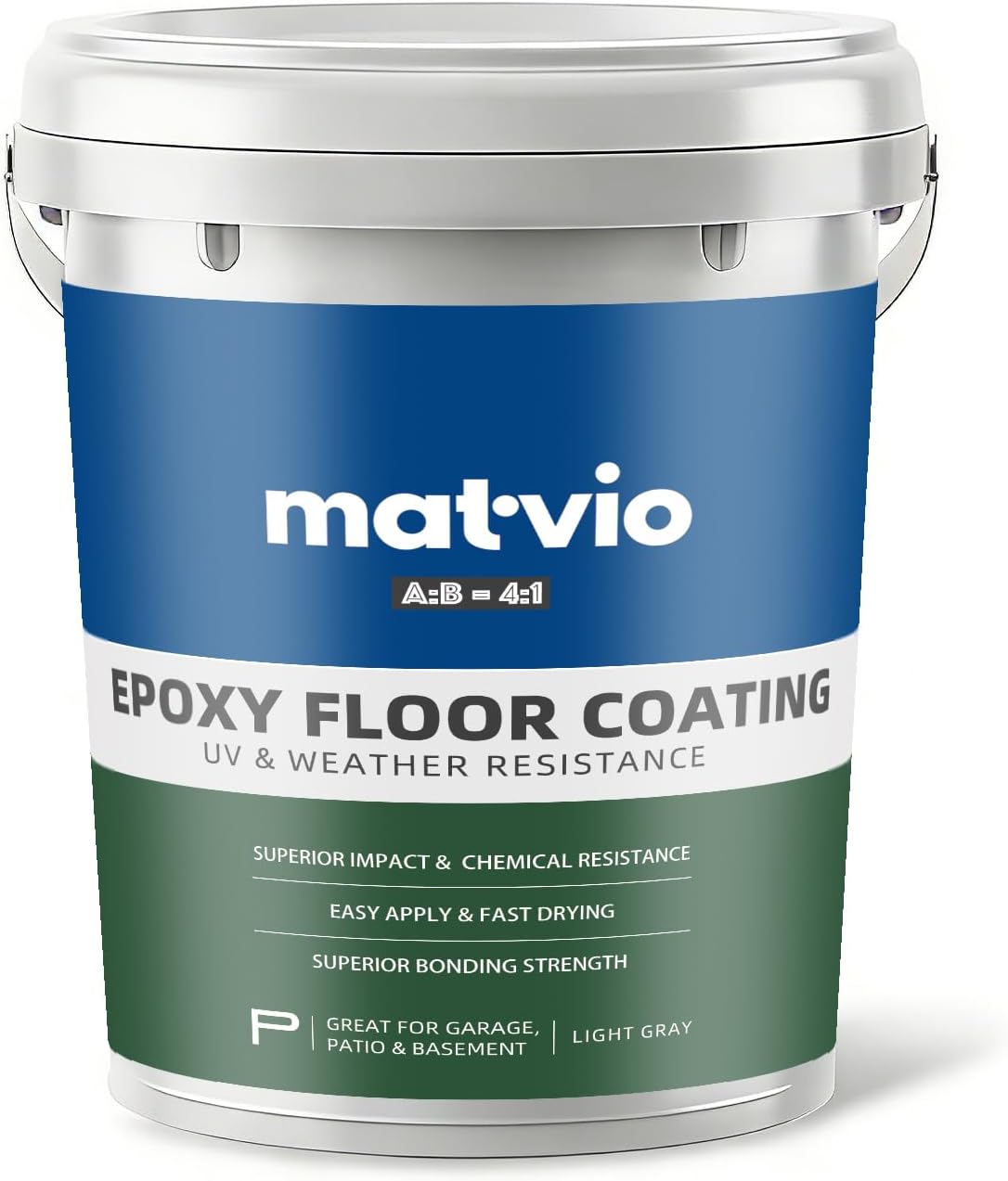 Two-Part Epoxy Floor Paint | 1.06 Gal | 4:1 Mix Ratio | Low VOC, Floor Coating for Garage & Basement | Anti-Slip, Chemical Resistant, 4H Hardness | Silver Gray High-Gloss Finish for 270 Sq.Ft Per Coat