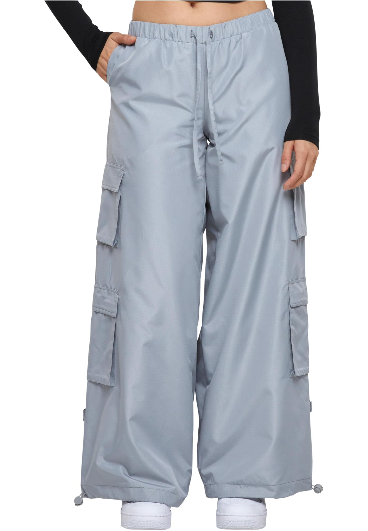 Urban Classics Women's Ladies Ripstop Double Cargo Pants Black L, Lightasphalt, XS