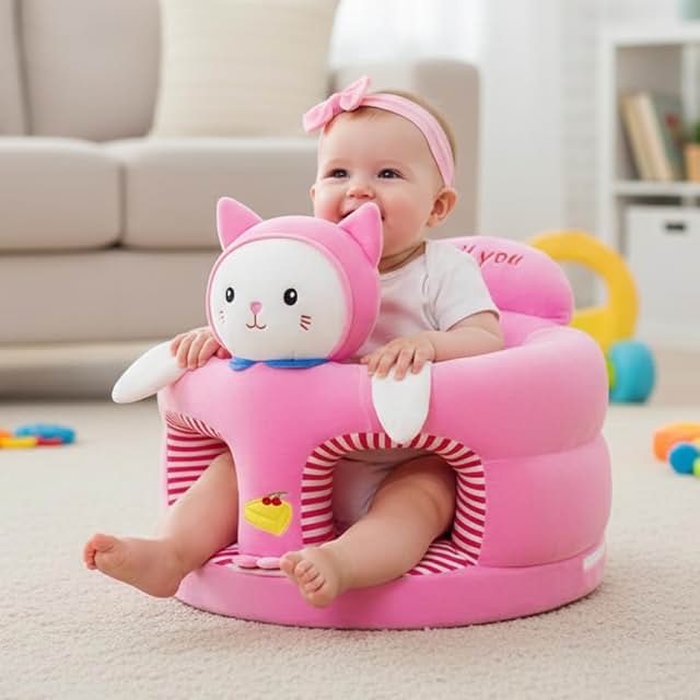 Assento Infantil De Apoio Para Bebê Manter A Postura Sentar pronto para uso (Gatinha Rosa)