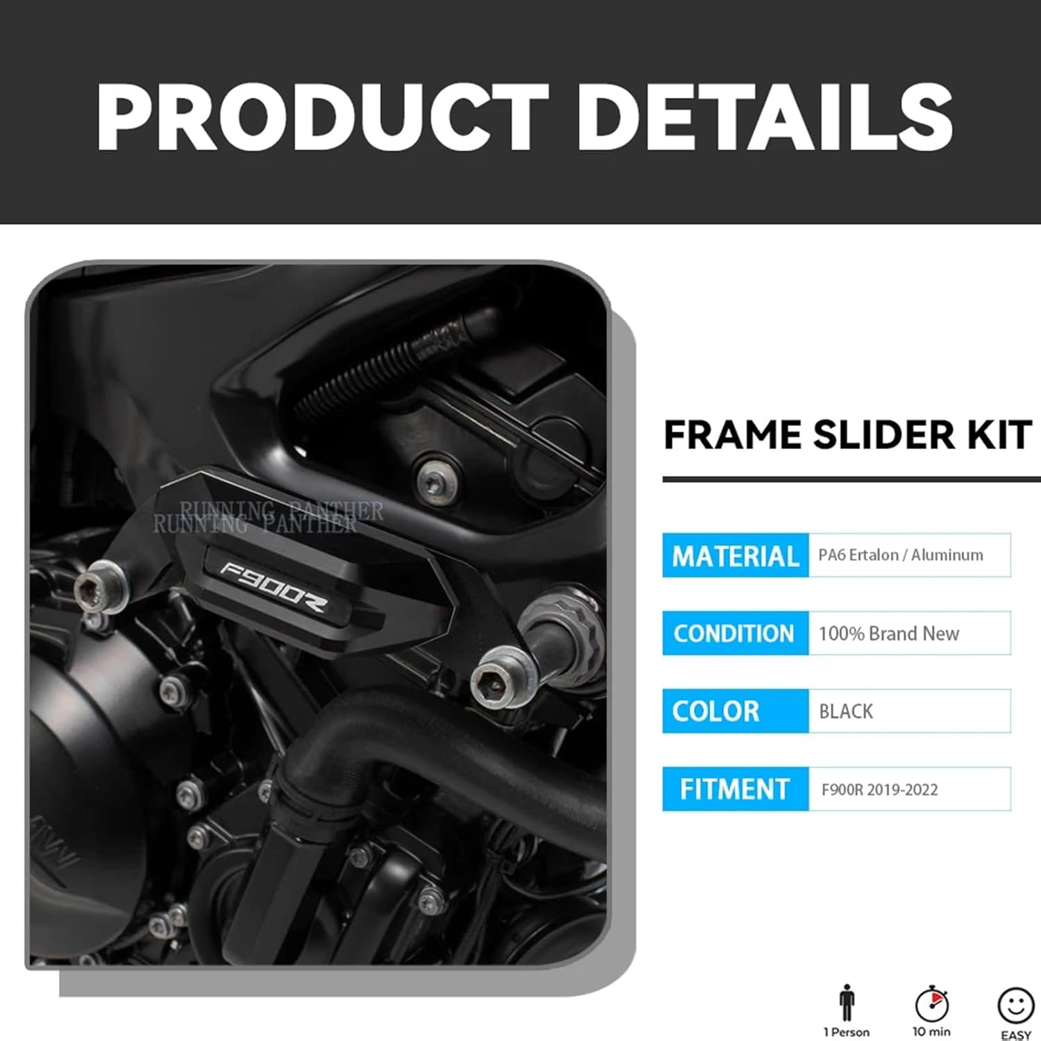 Motorbike Frame Slider Fits for BMW F900R Motorcycle CNC Aluminum Wheel Frame Slider Frame Sliders Crash Protector 2 Pack Compatible with BMW F900 R f900r 2019 2020 2021 2022