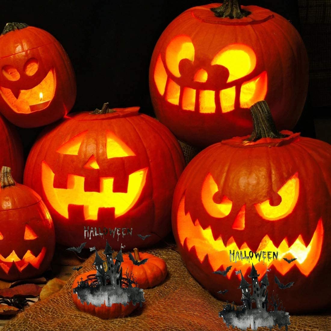 Kit Sculpture Citrouille Halloween - 7 Outils En Acier Inoxydable + 10 Pochoirs + Sac De Transport - 6