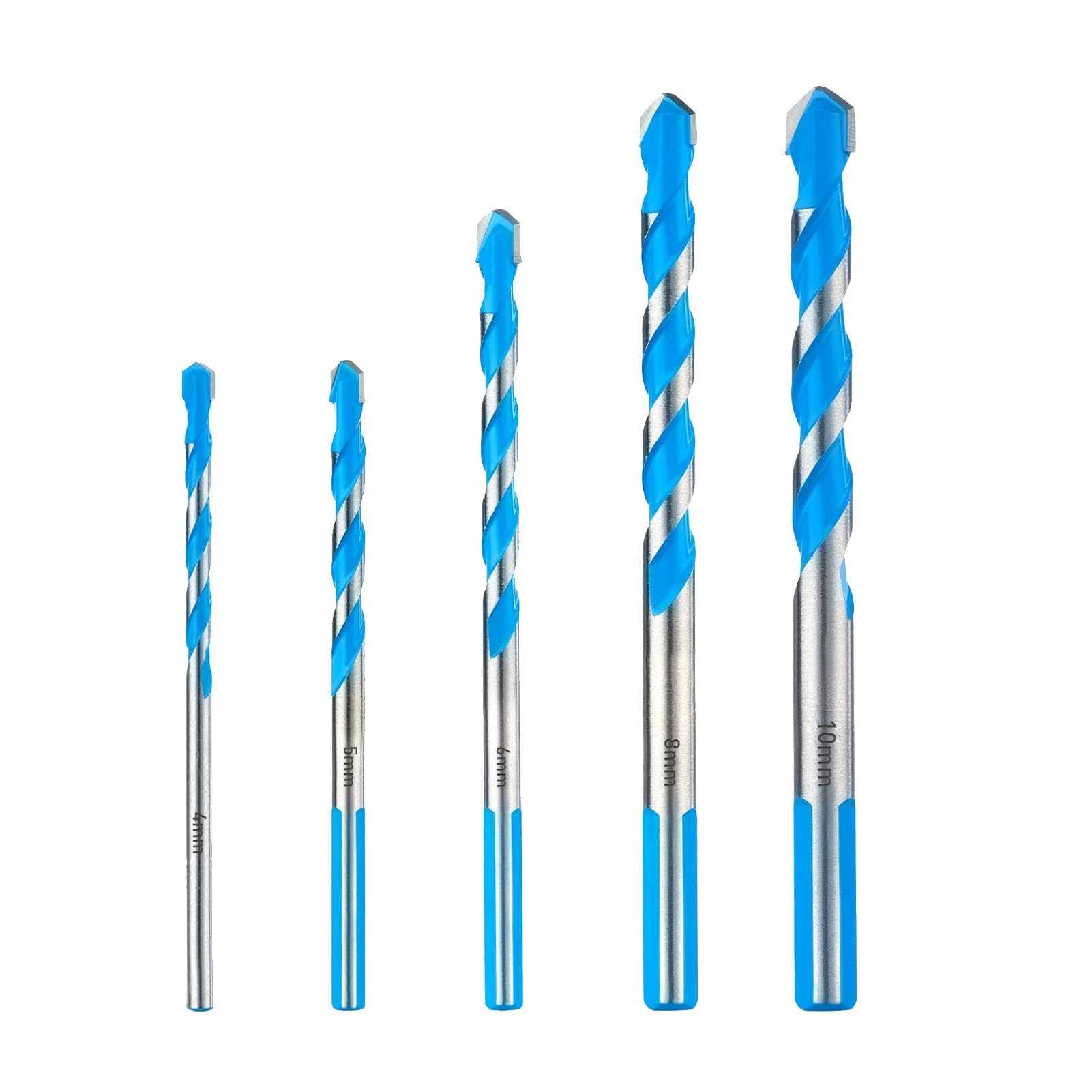 5PCS Concrete Drill Bit Set & Masonry Drill Bit Set with Carbide Tips, Hammer Drill Bits for Brick, Tile, Cement, Plastic, Stone and Wall Drilling, Shockproof Tungsten Carbide, 4-10mm with Storage Box