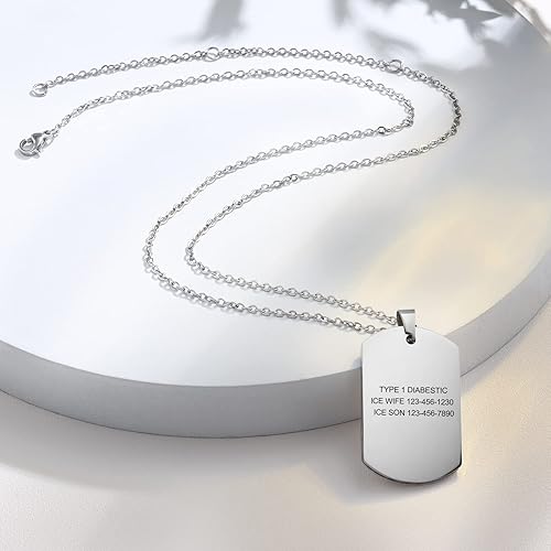 Miniatura 5 de Regalos de Navidad personalizados, collar con etiqueta de identificación de alerta médica para hombres y mujeres, collar con colgante médico de