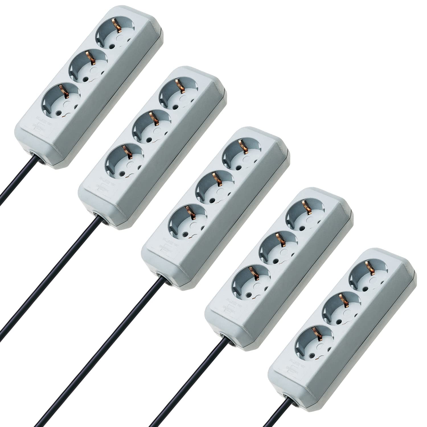 Brennenstuhl Eco-Line Comfort Switch Plus Lot de 5 multiprises 6 prises (2 prises permanentes, 4 commutables, interrupteur à pied éclairé) Anthracite