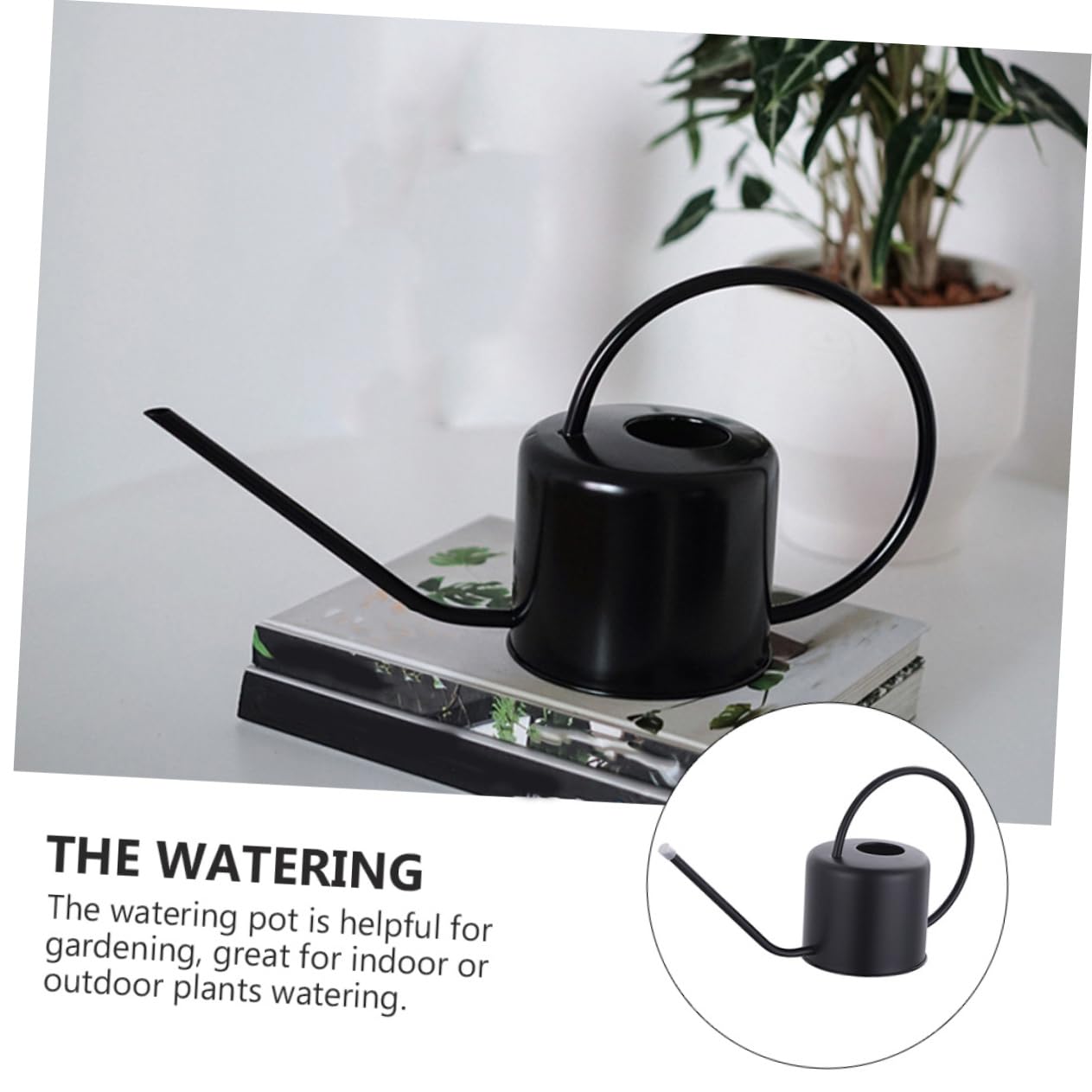 TOYANDONA Regadera Mango Ergonómico y Diseño Ligero de 1,3 L de Acero Inoxidable para Riego de Plantas Interiores y Exteriores