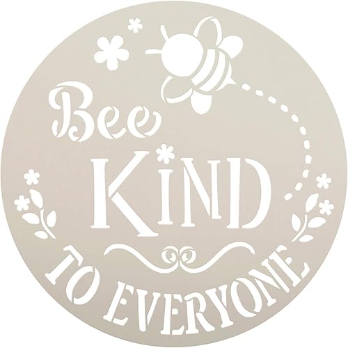 StudioR12 - Plantilla Bee Kind to Everyone  Flor de abejorro  Plantilla Mylar reutilizable  Cartel de madera redondo de pintura  Decoración del disponible en Yaxa Costa Rica