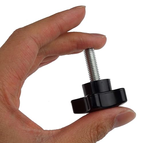 Vista 15 de Paquete de 2 tornillos de ajuste de perilla de mano de estrella de repuesto de rosca negra de 0.315 in (M8 x 1.969 in)