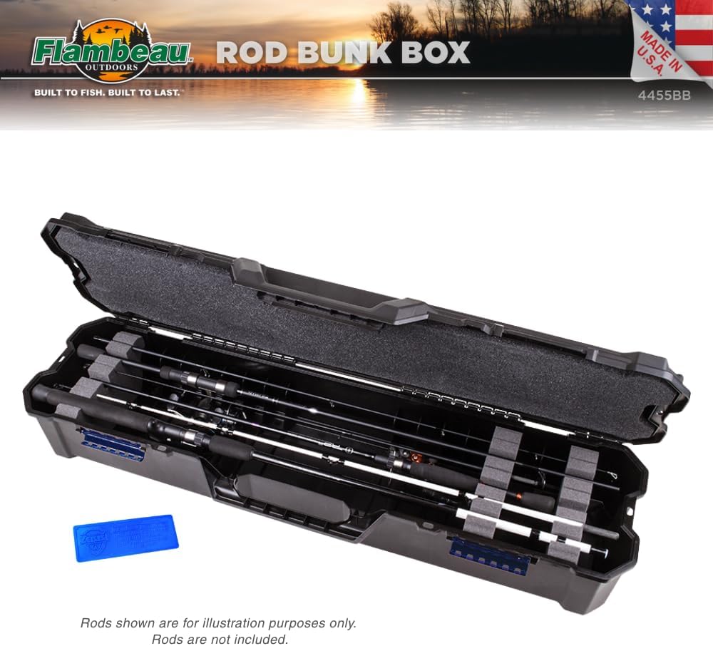 Flambeau Outdoors 4455BB Rod Bunk Box, Portable Fishing Rod Storage, Black
