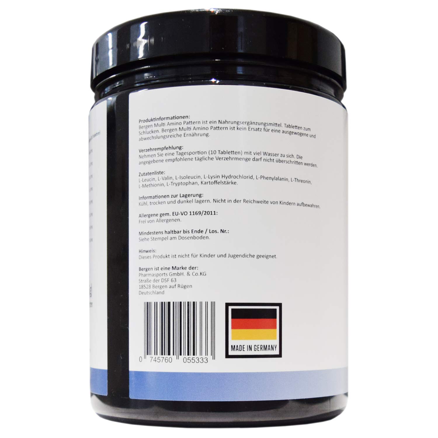 Multi Amino-EAA 8 Pattern - 500 Tabletten mit je 1000 mg - Master Amino Protein Formel mit 8 essentielle Aminosäuren aus Hülsenfrüchten - BCAA - Hochdosiert - Vegan - Laborgeprüft