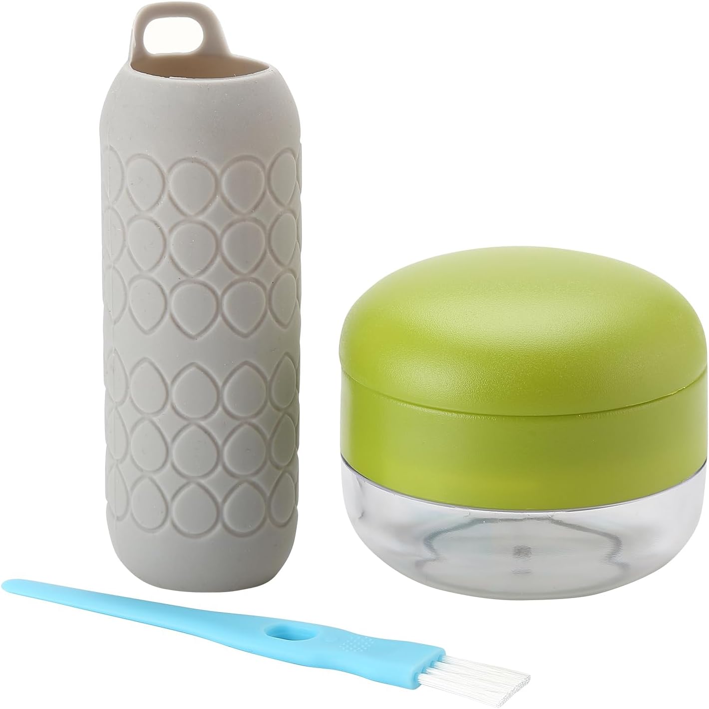 3-Piece Mini Garlic Chopper and Press with Container Gray and Green