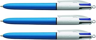 4 Colours Original, Retractable Ballpoint Pens, Ideal For School, Medium Point (1.0mm), Multi-Coloured, Pack Of 3
