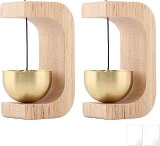 Magnetic Door Chime 2-Pack, Wooden Wind Chime Shopkeepers Bell for Door Opening, Entry Alert with Soft Chimes for Home, Office, Shop, Pet Doors, Include Back Stickers(Wood,Size:2pcs)