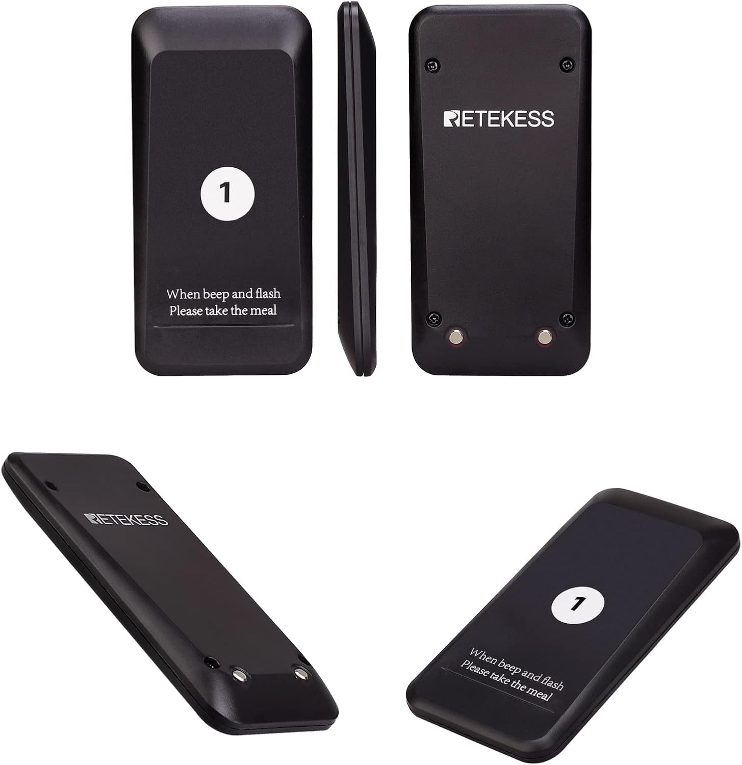 Retekess TD157 Buscapersonas Receptor Compatible con Retekess TD157 Restaurante Buscapersonas Sistema de Llamada Inalámbrico 300mAh 24H 500M Cafetería Pizzería Hotel (Negro, 10 Piezas)