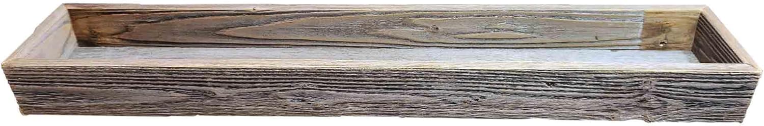 Rockin' Wood Rustic Wooden Box for Centerpiece made in the USA with real reclaimed barnwood, perfect centerpiece or wood storage box (48x6x4, Rustic)