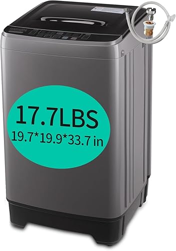 Lavadora de 17.7 libras con bomba de drenaje, lavadora automática completa con 10 programas de lavado, 8 niveles de agua para el hogar, apartamento,